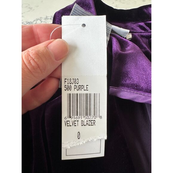 NWT Joan Vass Purple Velvet Single Button Blazer Size Small - Picture 7 of 9